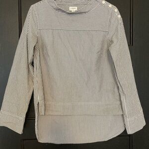 J. Crew Grey and White Striped Boatneck Shirt